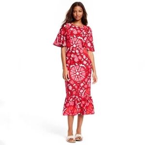 NEW Rhode X Target Zinnia Floral Maxi Dress Red Pink Women's Size 6